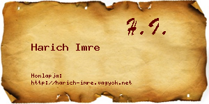 Harich Imre névjegykártya